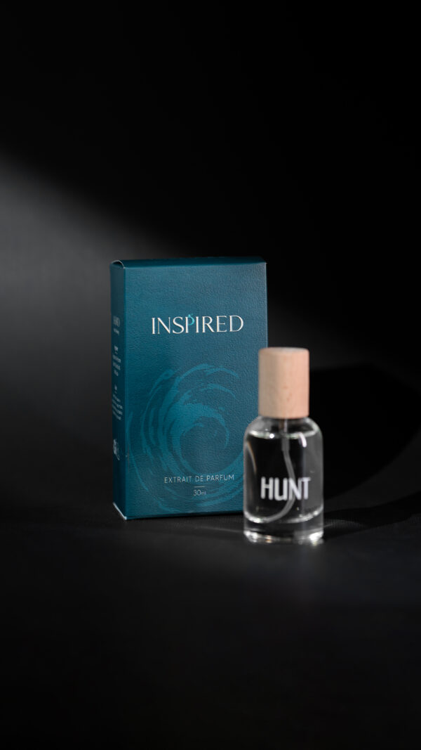 Inspired Hunt Men fragrance bottle, sleek design, similar to Azzaro The Most Wanted, masculine scent.