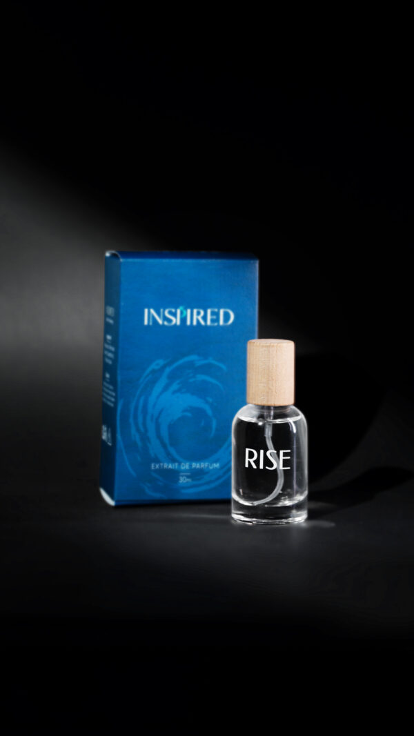 Inspired Rise men’s fragrance bottle, modern design, similar to Creed Aventus, bold masculine scent.